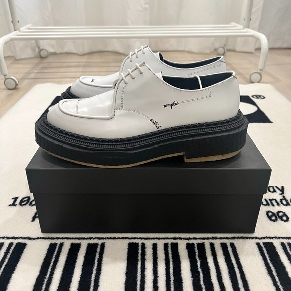 Adieu Paris White Polished Leather Platform Black Sole Lace Up Derby Shoes main image 6